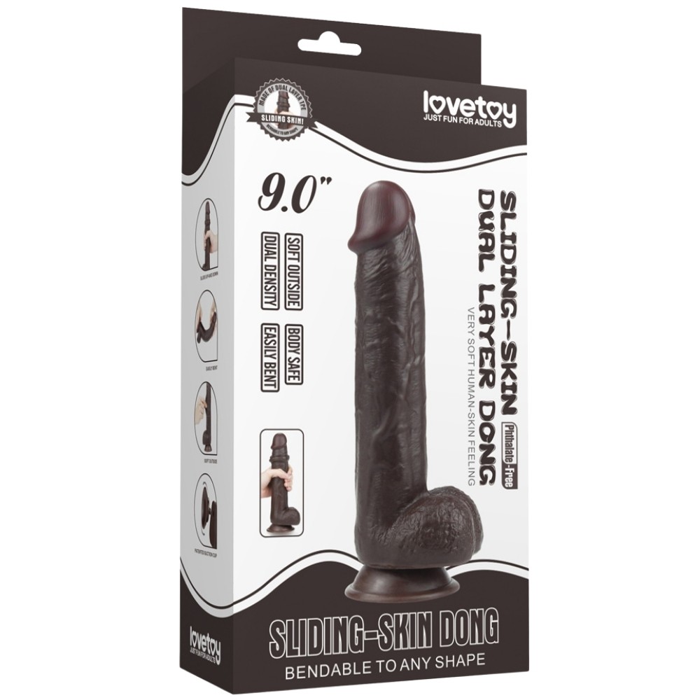 Lovetoy Sliding Skin Dual Layer Black Hareketli Deri Özellikli 23.5 Cm Realistik Penis