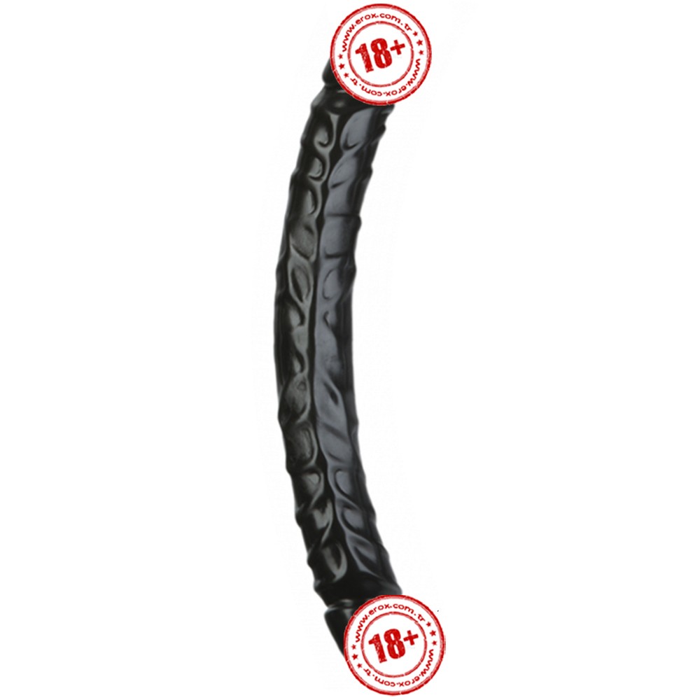 Doc Johnson Jr. Veined 30 Cm Çift Taraflı Realistik Jel Penis-Siyah