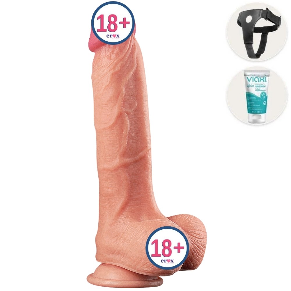 Lovetoy Nature Cock Ekstra Yumuşak Özel Çift Dokulu 25 Cm Realistik Kemerli Penis