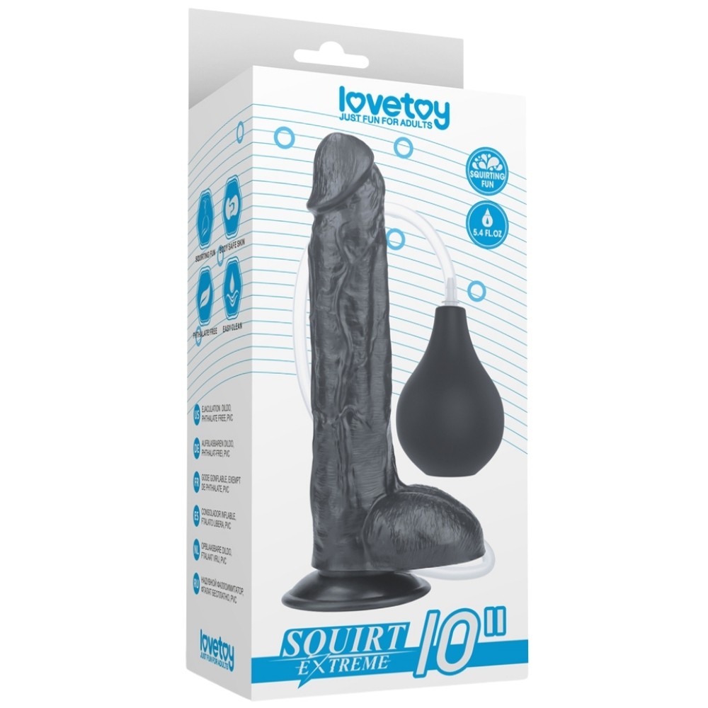 Lovetoy 10 Squirt Extreme Black 25 Cm Boşalabilen Realistik Penis