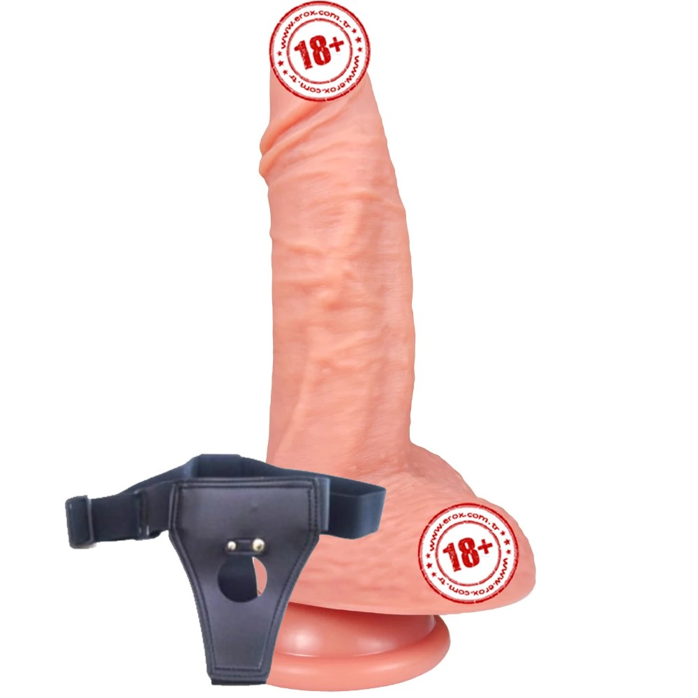 Shequ Ercules Belden Bağlamalı 22 Cm Et Dokulu Strapon Realistik Penis