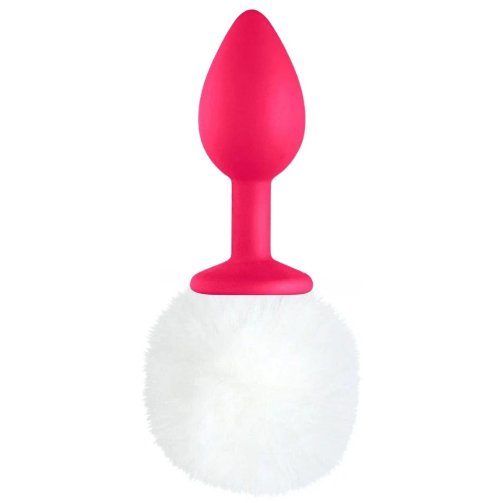 Erox Luxury Pink Silicone Bunny Tail White Kuyruklu Anal Plug