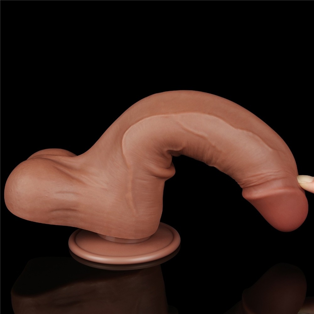 Lovetoy Sliding Skin Dual Layer Dong Borwn 22 Cm Realistik Penis