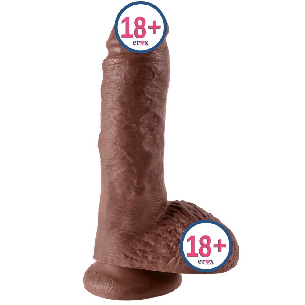 Pipedream King Cock 8 Inch Cock With Balls Realistik Penis - Brown