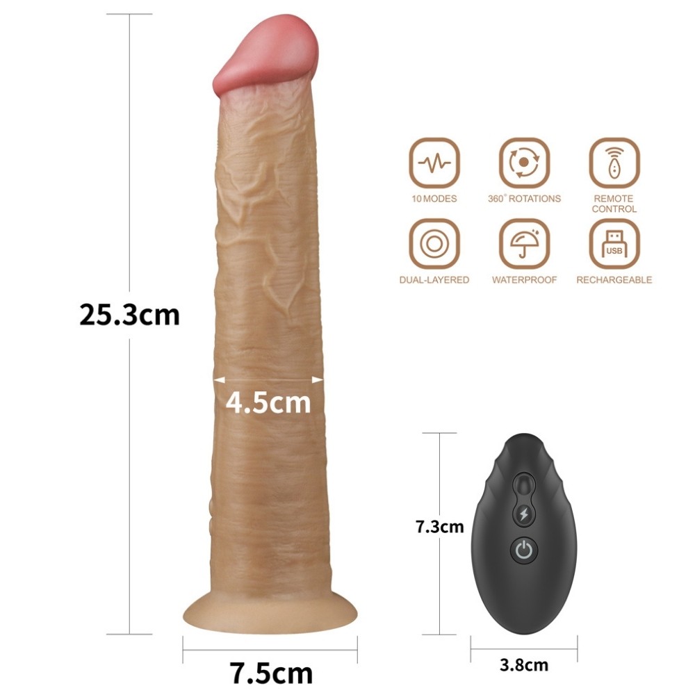 Lovetoy Dual Layered Platinum Silicone 25.3 Cm Titreşimli Realistik Penis