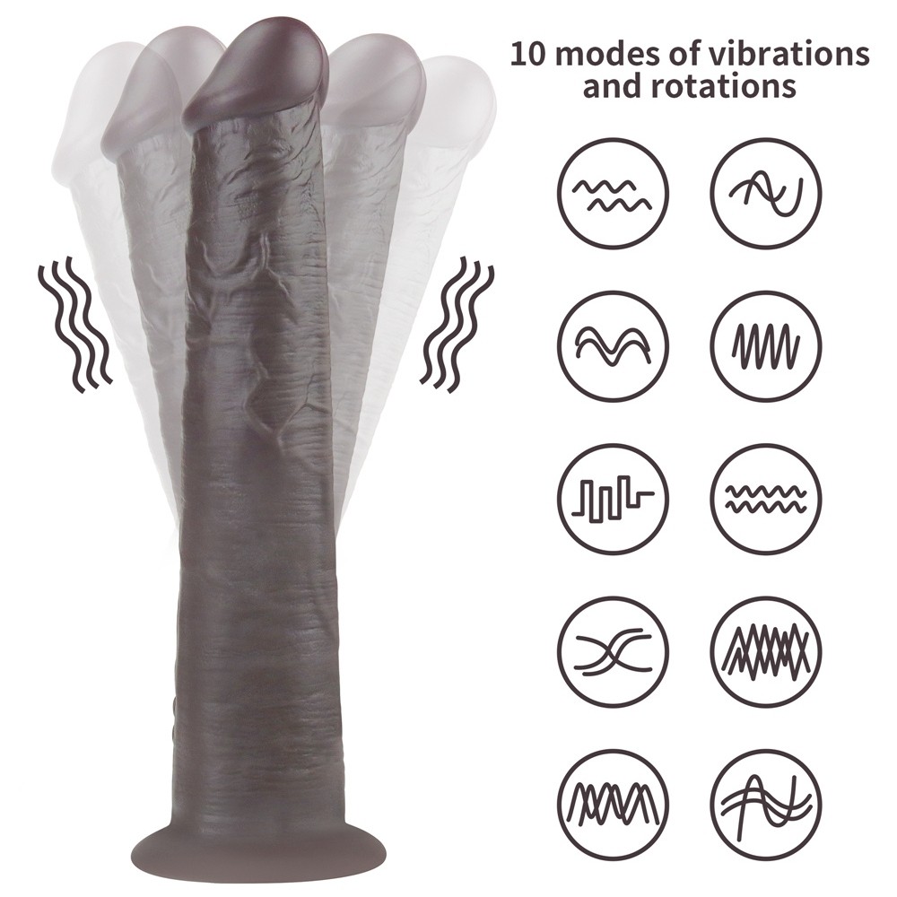 Lovetoy Dual Layered Platinum Silicone Black 25.3 Cm Titreşimli Realistik Penis