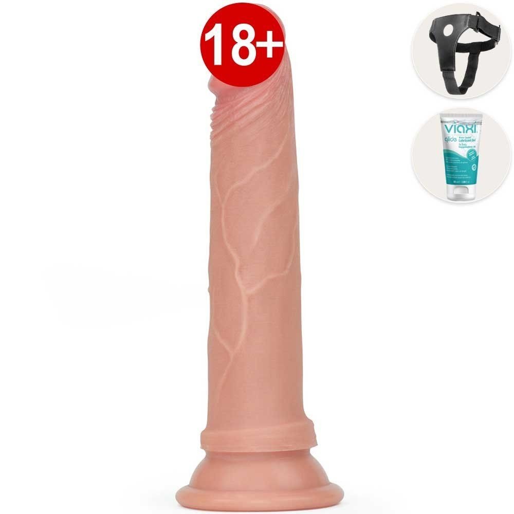 Özel Et Dokulu Testissiz Kemerli Strapon Penis 18 cm