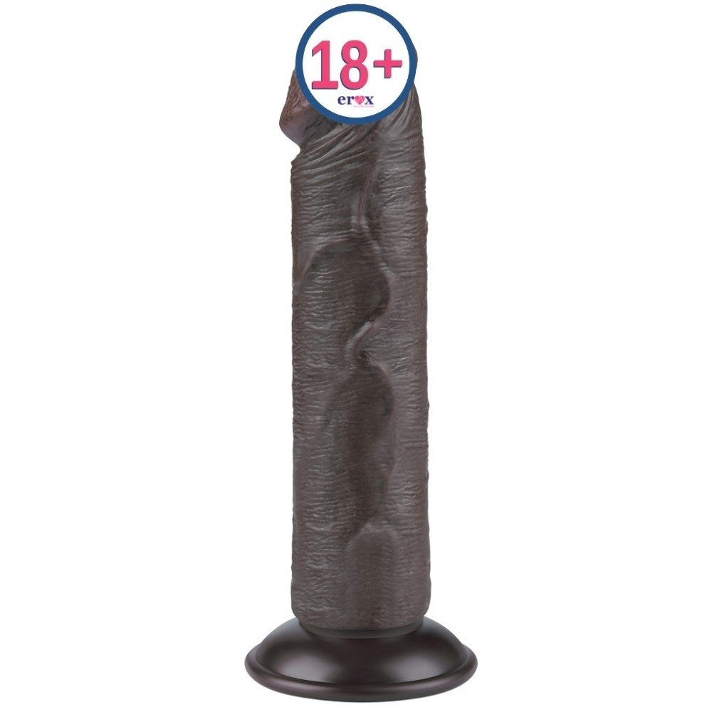 Lovetoy Sliding Skin Dual Layer Dong Black 20 Cm Testissiz Realistik Penis