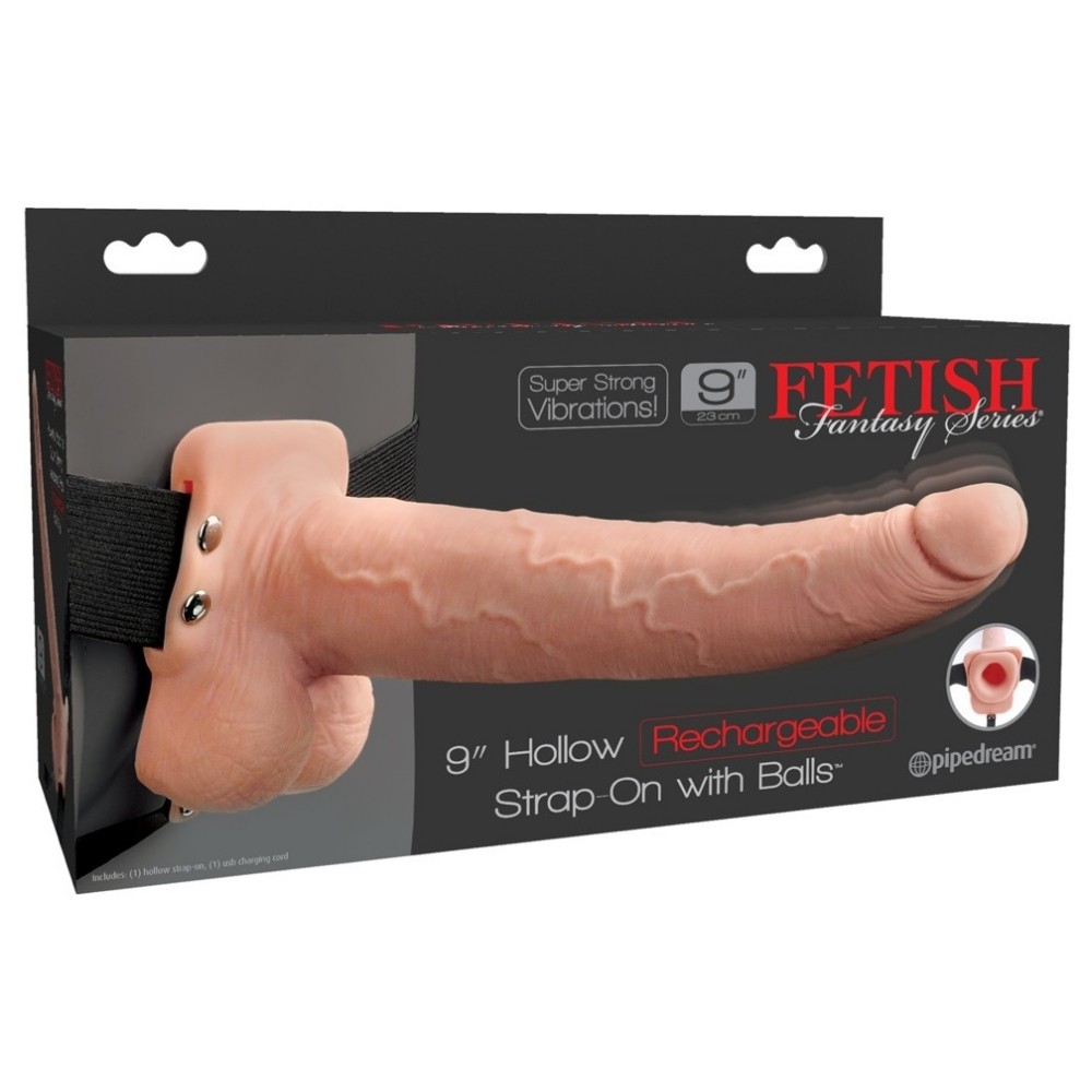 Fetish Fantasy Serisi 23 Cm Titreşimli Belden Bağlamalı İçi Boş Realistik Penis