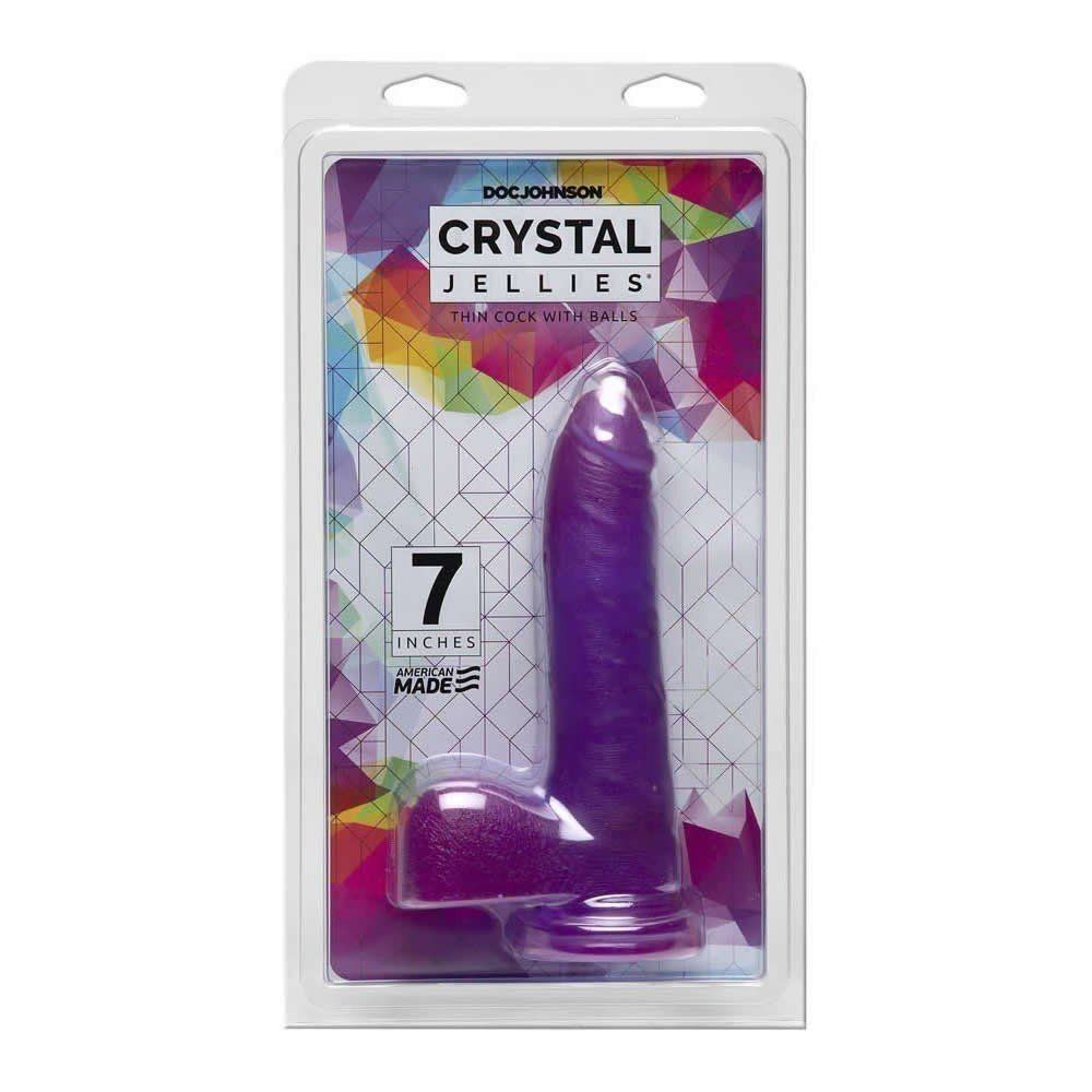 Doc Johnson Crystal Jellies 18 Cm Thin Cock With Balls Purple