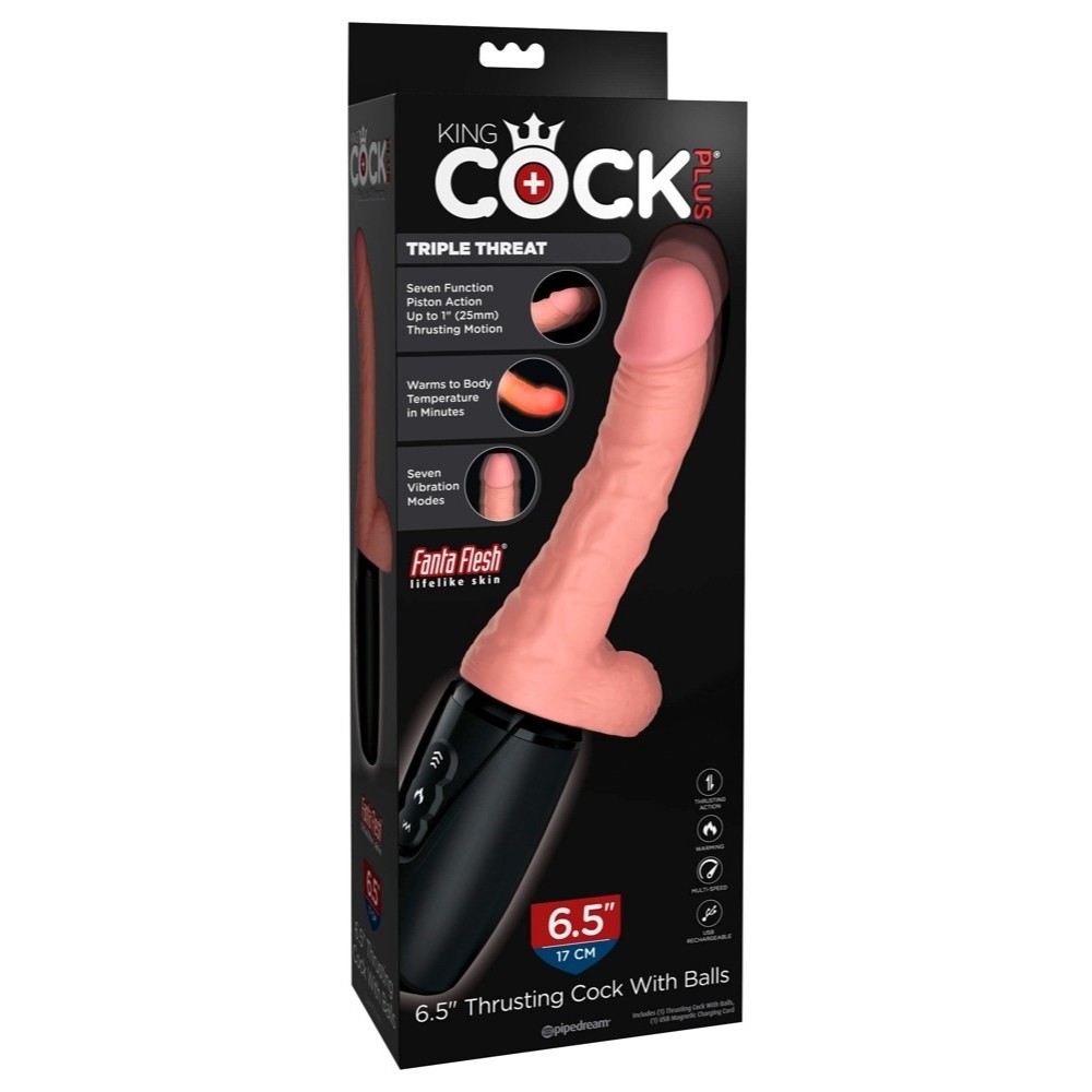 King Cock Plus 6.5 Inch Thrusting Cock With Balls Isıtmalı ve Hareketli Penis