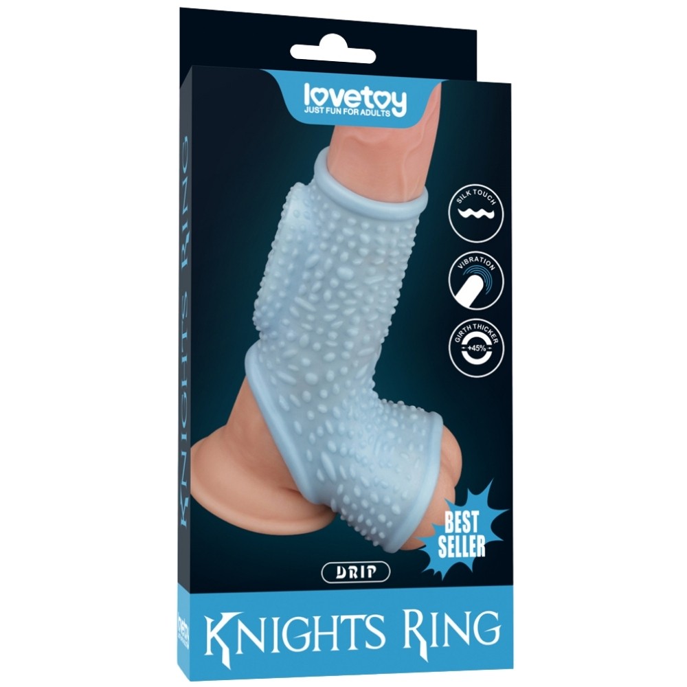 Lovetoy Drip Knights Ring Blue Testis Geçirmeli Titreşimli Yarım Penis Kılıfı