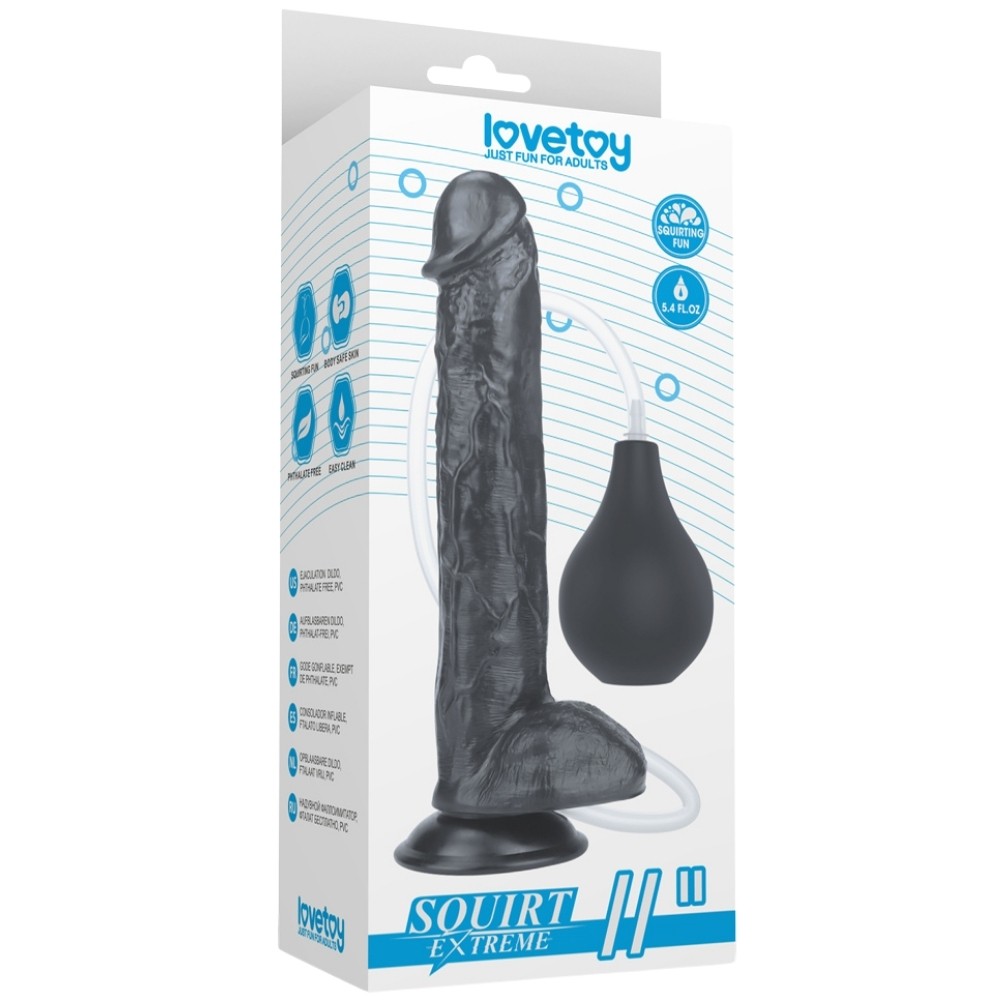 Lovetoy 11 Squirt Extreme Black 27.5 Cm Boşalabilen Realistik Penis