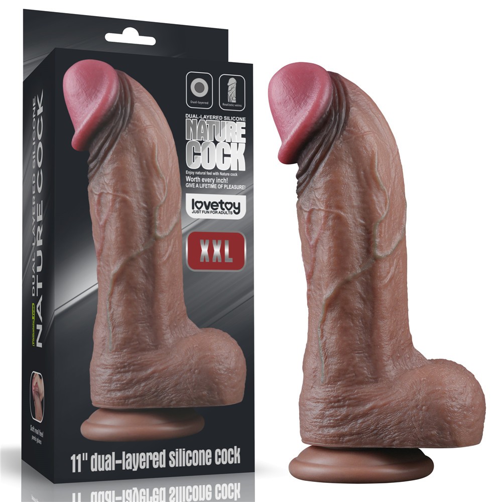 Lovetoy Dual Layered XXL Platinum Silicone 28 Cm Gerçekci Kalın Realistik Penis