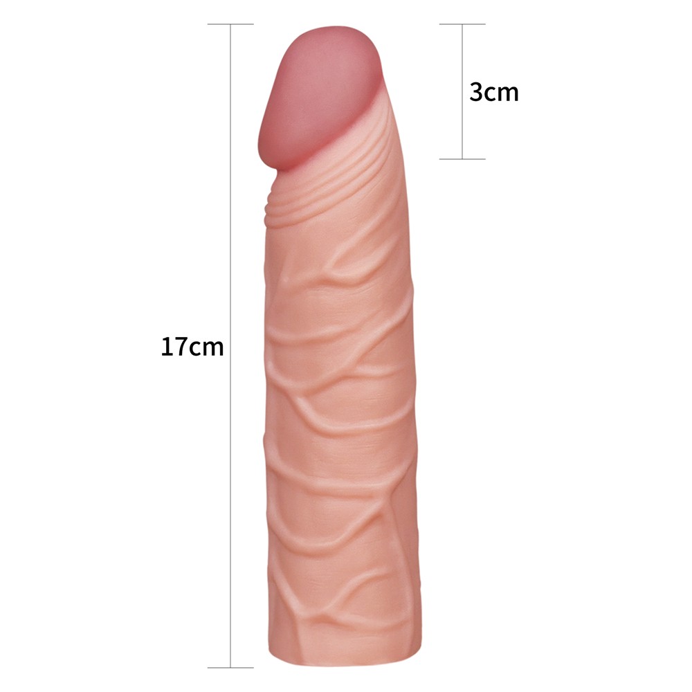 Lovetoy Pleasure X-Tender 3 cm Dolgulu Damarlı Realistik Penis Kılıfı
