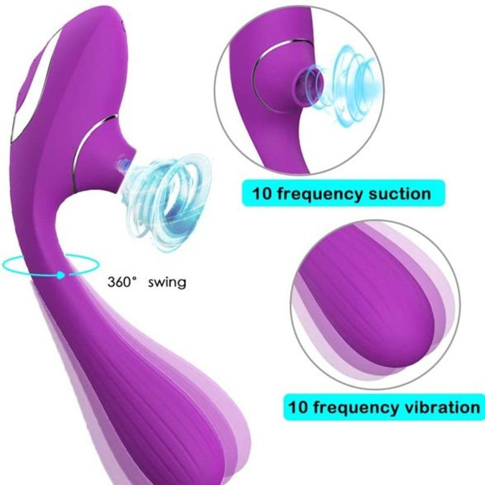 Erox Sucking İn Vibration Çift Yönlü Emiş Güçlü Partner Vibratör Mor