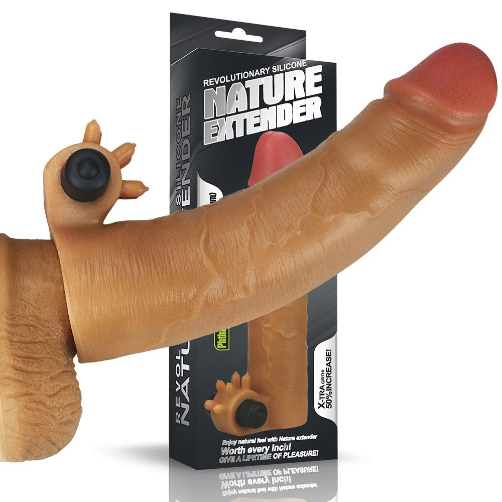 Lovetoy Nature Extender Doğal Et Dokulu Titreşimli Melez Penis Kılıfı