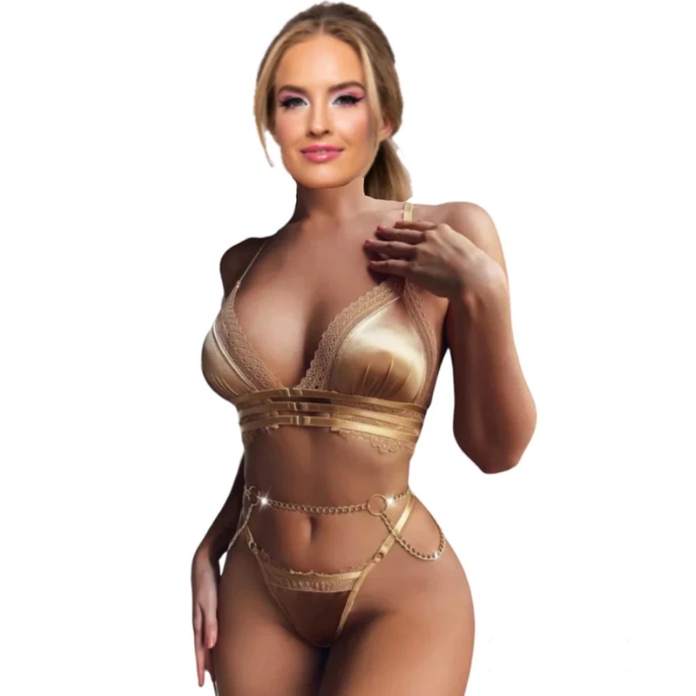 Erox Fantasy New Dreams Zincirli Sütyen Külot Takımı - Gold