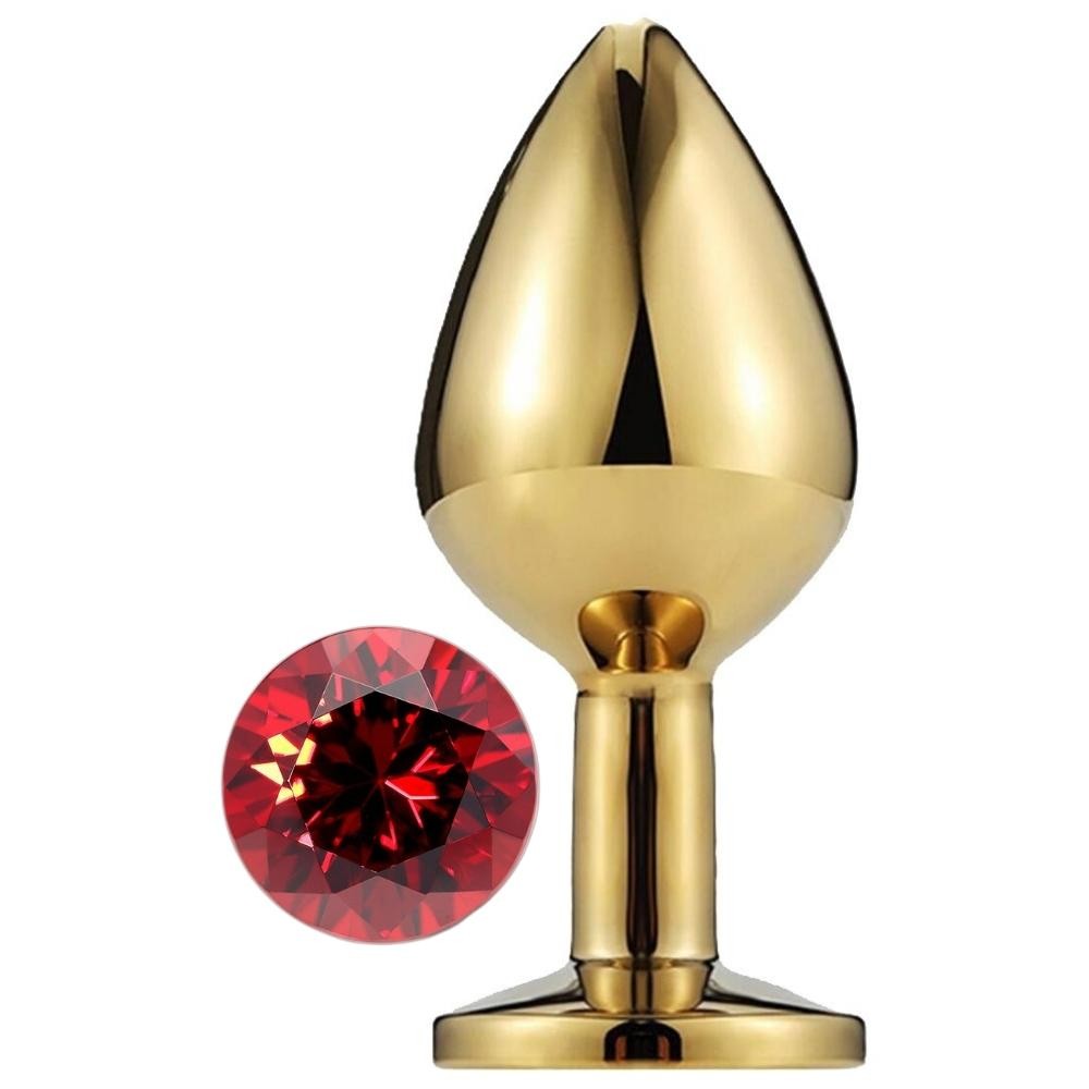 Erox Gold Large Kırmızı Kristal Taşlı Metal Anal Plug