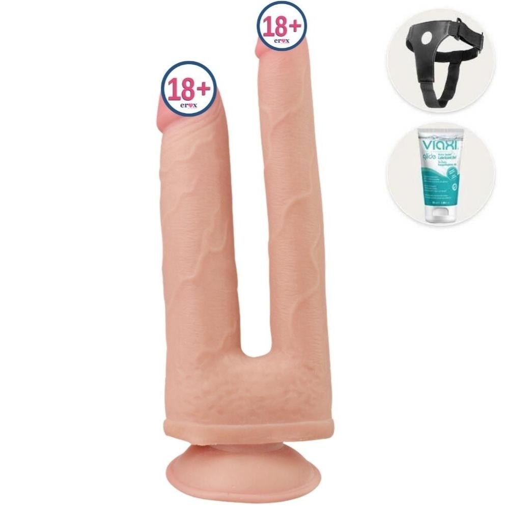 Lovetoy Sliding Skin Çift Taraflı Kemerli Realistik Penis