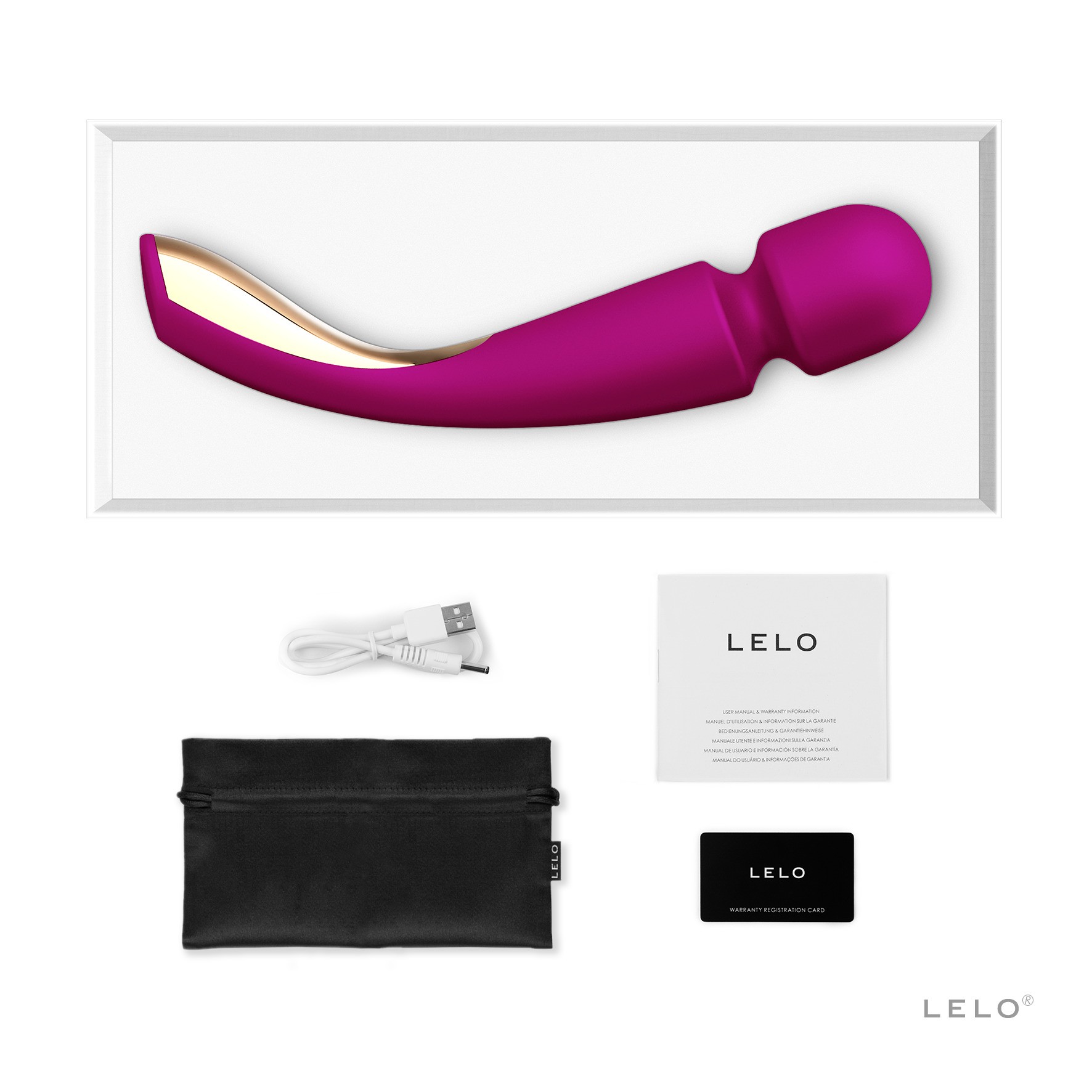 Lelo Smart Wand 2 Deep Rose Magic Massager Large Vibratör