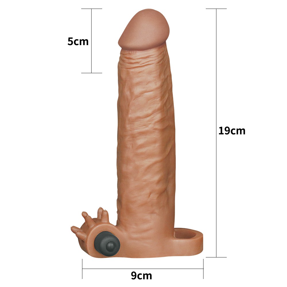Lovetoy X-Tender Titreşimli 5 cm Dolgulu Melez Realistik Penis Kılıfı