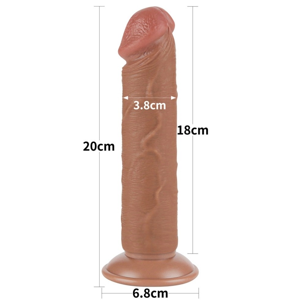 Lovetoy Sliding Skin Dual Layer Dong Brown 20 Cm Testissiz Realistik Penis