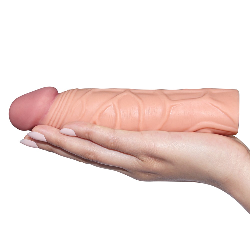 Lovetoy Pleasure X-Tender 3 cm Dolgulu Damarlı Realistik Penis Kılıfı