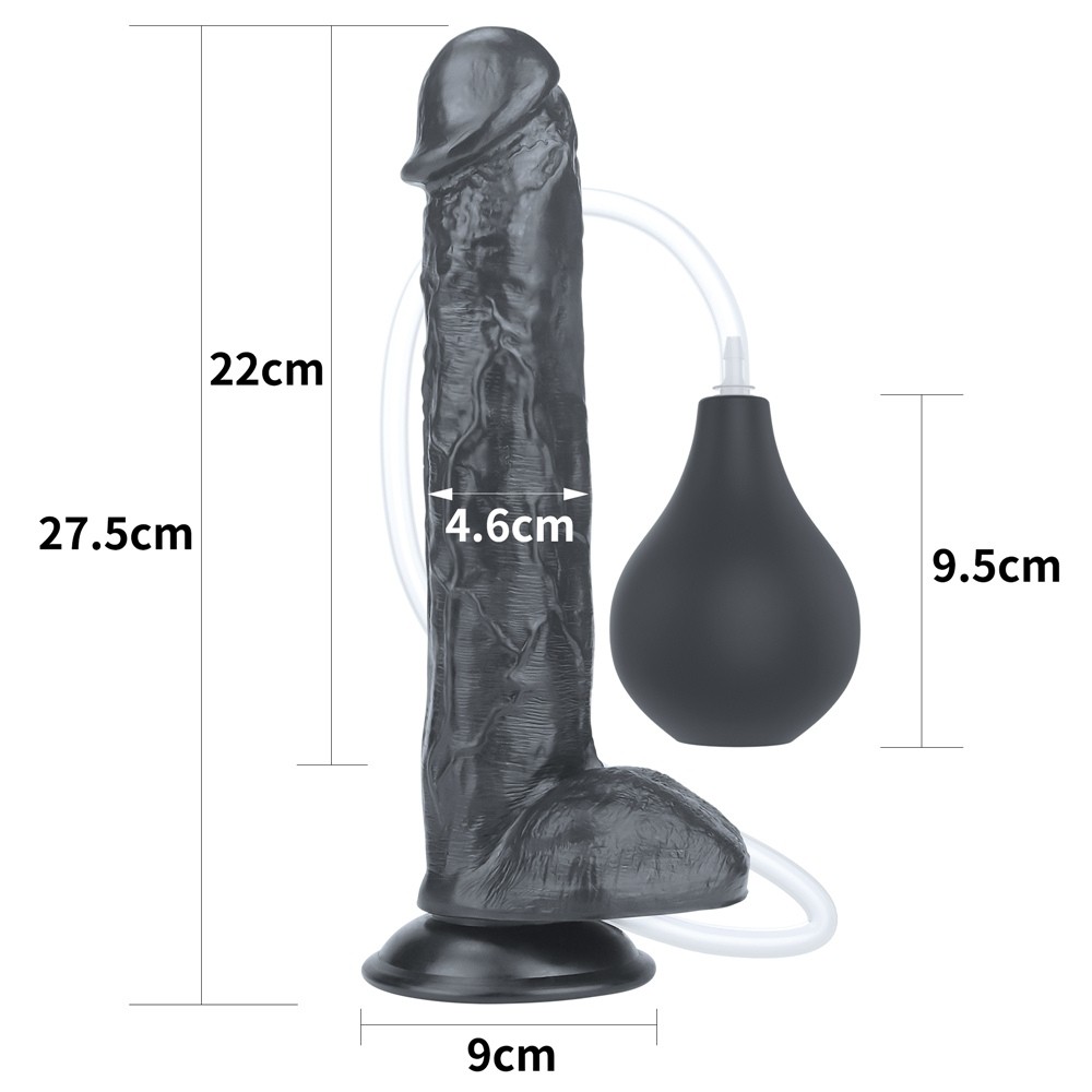 Lovetoy 11 Squirt Extreme Black 27.5 Cm Boşalabilen Realistik Penis