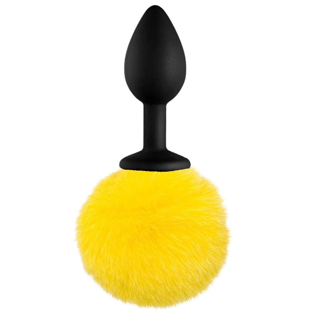 Erox Luxury Black Silicone Bunny Tail yellow Kuyruklu Anal Plug