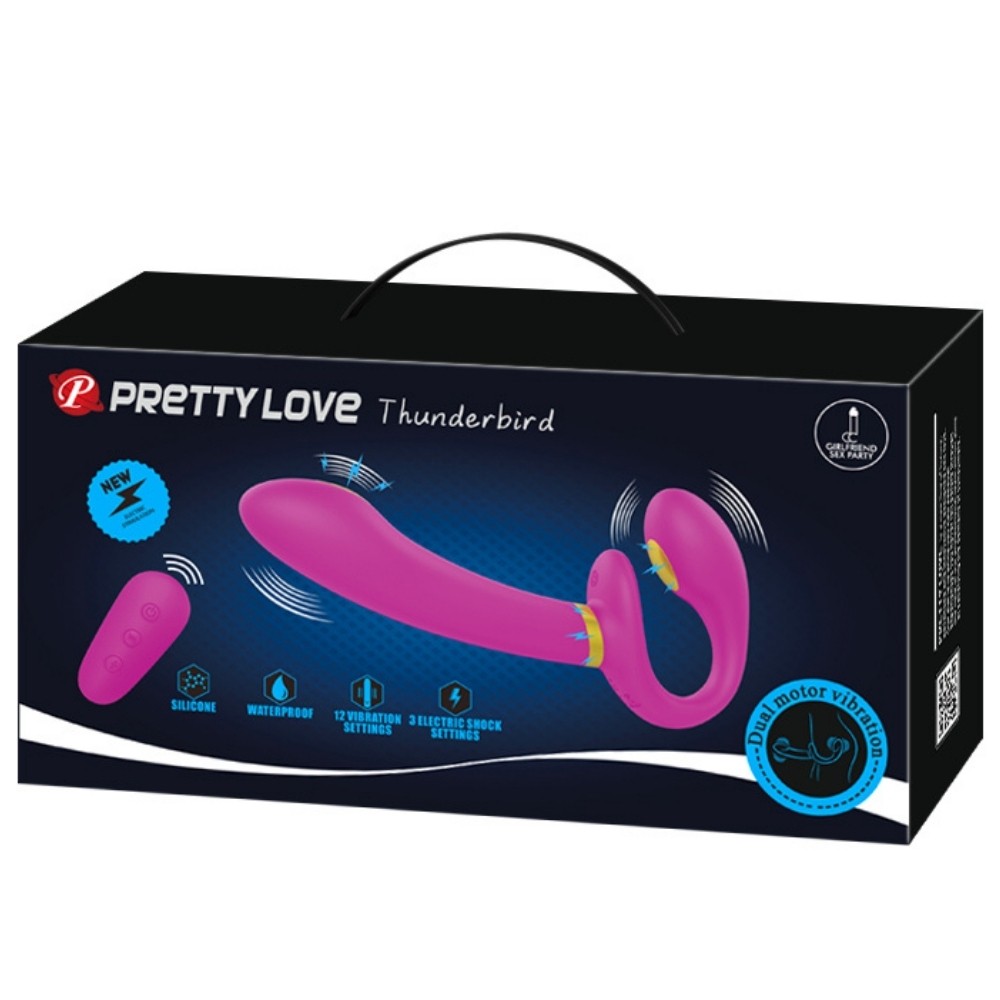 Pretty Love Thunderbird Elektro Şok Strapless Strapon