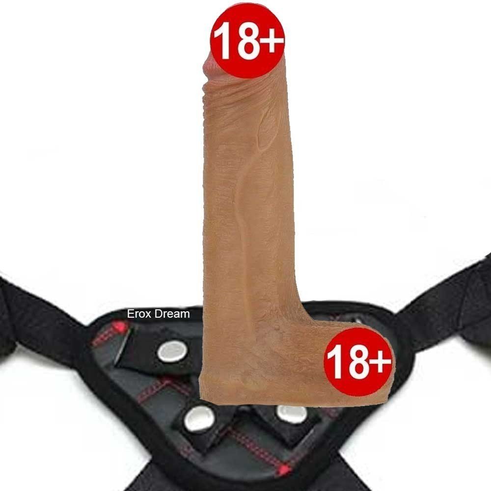 Realistik Çift Katmanlı 18 cm Kemerli Penis