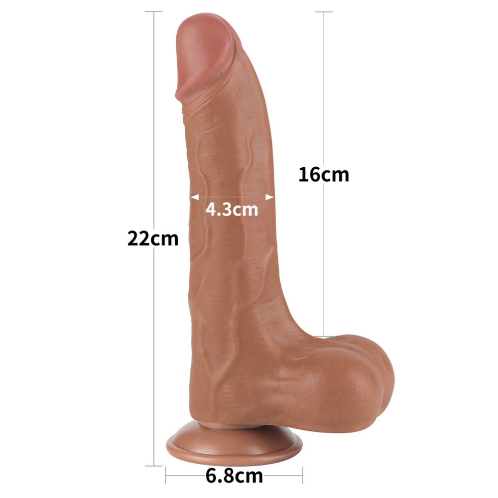 Lovetoy Sliding Skin Dual Layer Dong Borwn 22 Cm Realistik Penis