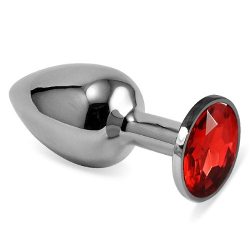Erox Luxury Silver Kırmızı Taşlı Büyük Metal Anal Plug