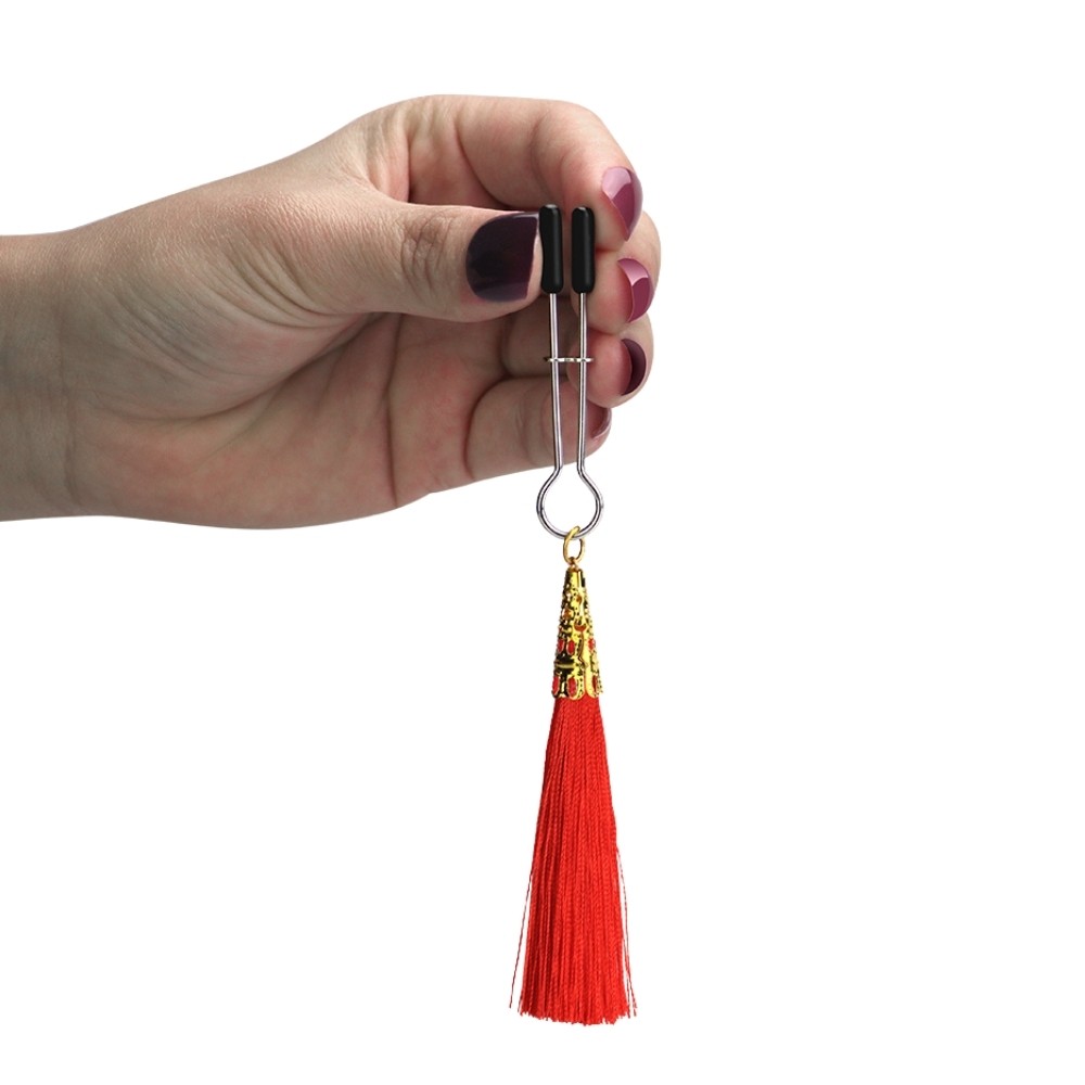 Lovetoy Glamor Tassel Nipple Clamp Kırmızı Göğüs Klipsi