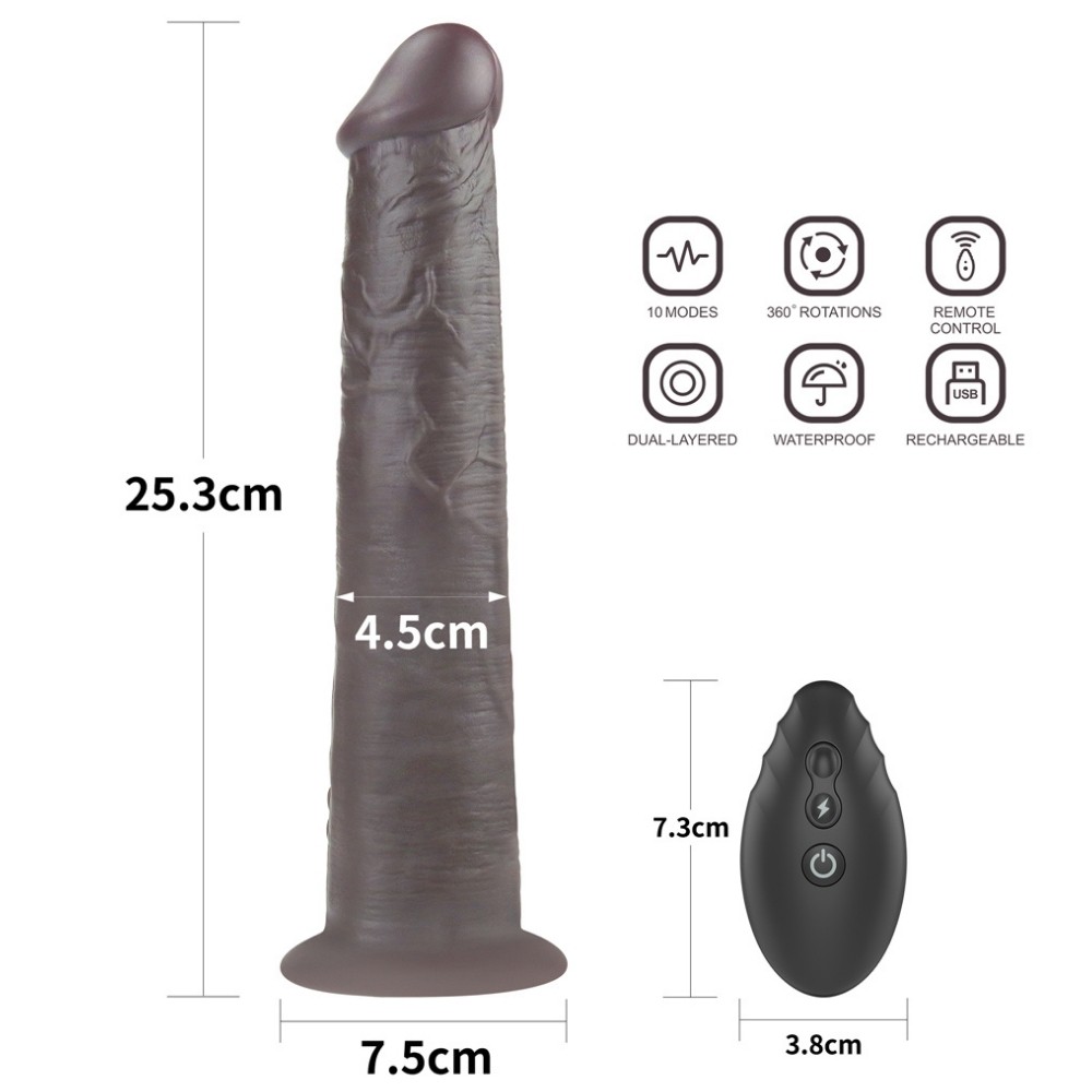 Lovetoy Dual Layered Platinum Silicone Black 25.3 Cm Titreşimli Realistik Penis