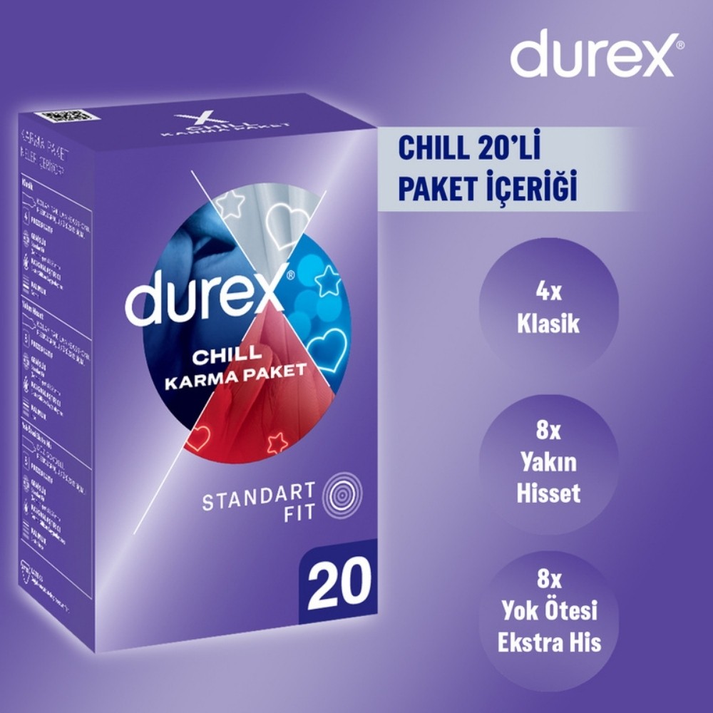 Durex Chill 20'li Karışık Prezervatif