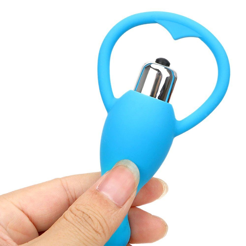 Anal Plug Boğumlu Titreşimli Medikal Silikon Mavi Anal Vibratör