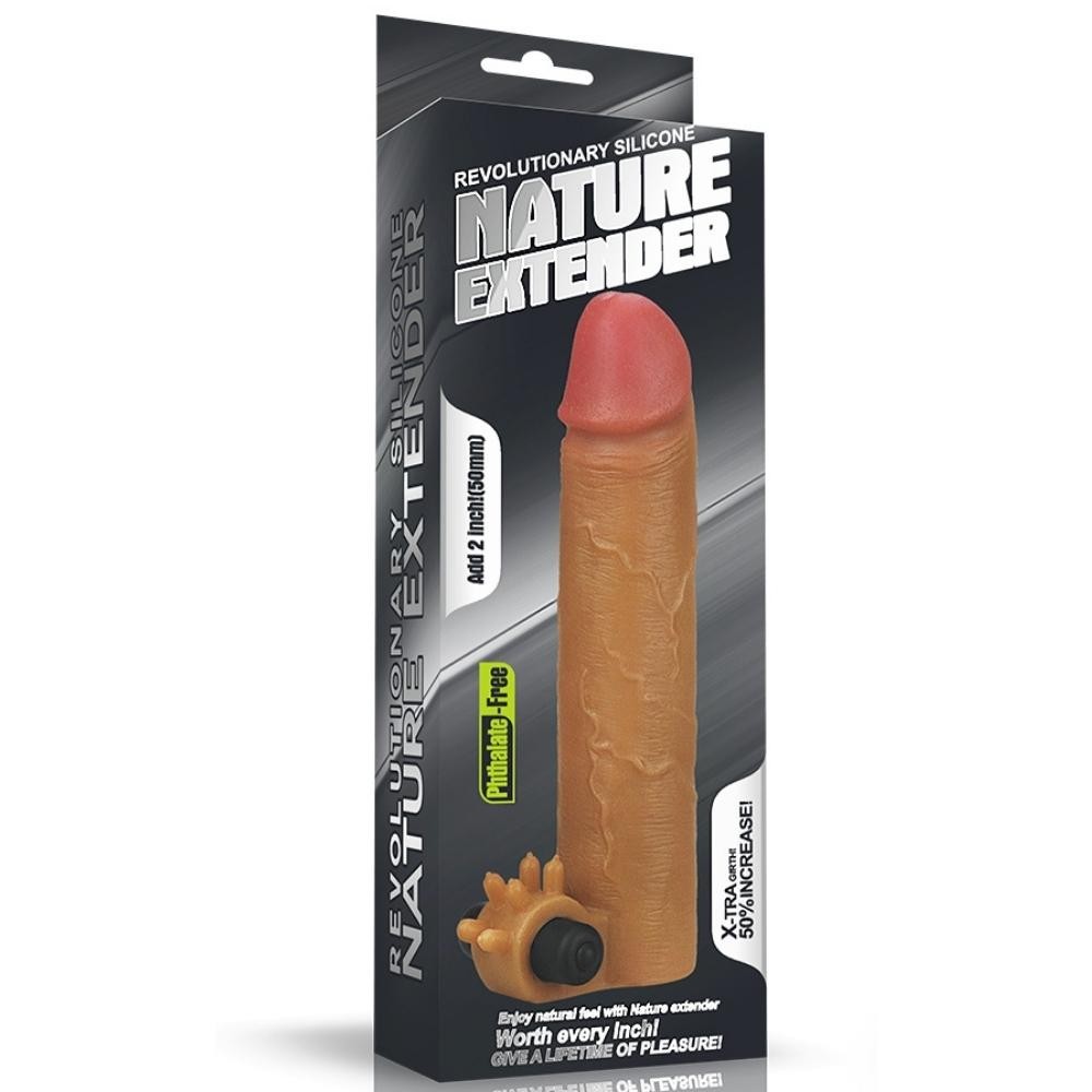 Lovetoy Nature Extender Doğal Et Dokulu Titreşimli Melez Penis Kılıfı