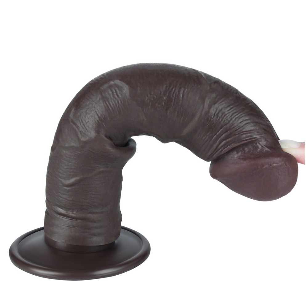 Lovetoy Sliding Skin Dual Layer Dong Black 20 Cm Testissiz Realistik Penis