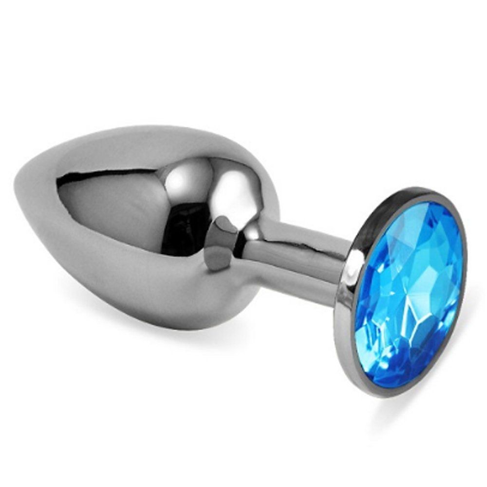 Erox Luxury Silver Mavi Taşlı Küçük Metal Anal Plug