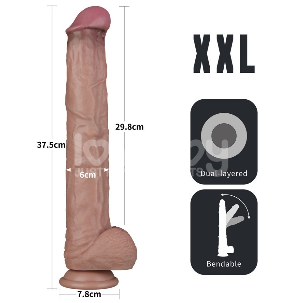 Lovetoy Dual Layered XXL Bendable Silicone 37.5 Cm Gerçekci Realistik Penis