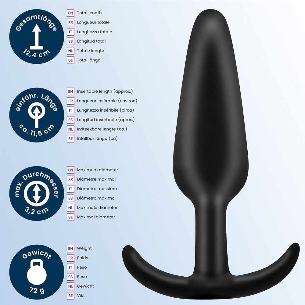 Erox Anal Fantasy Silicone Jelly Butt Plug Anal Alıştırıcı-Black