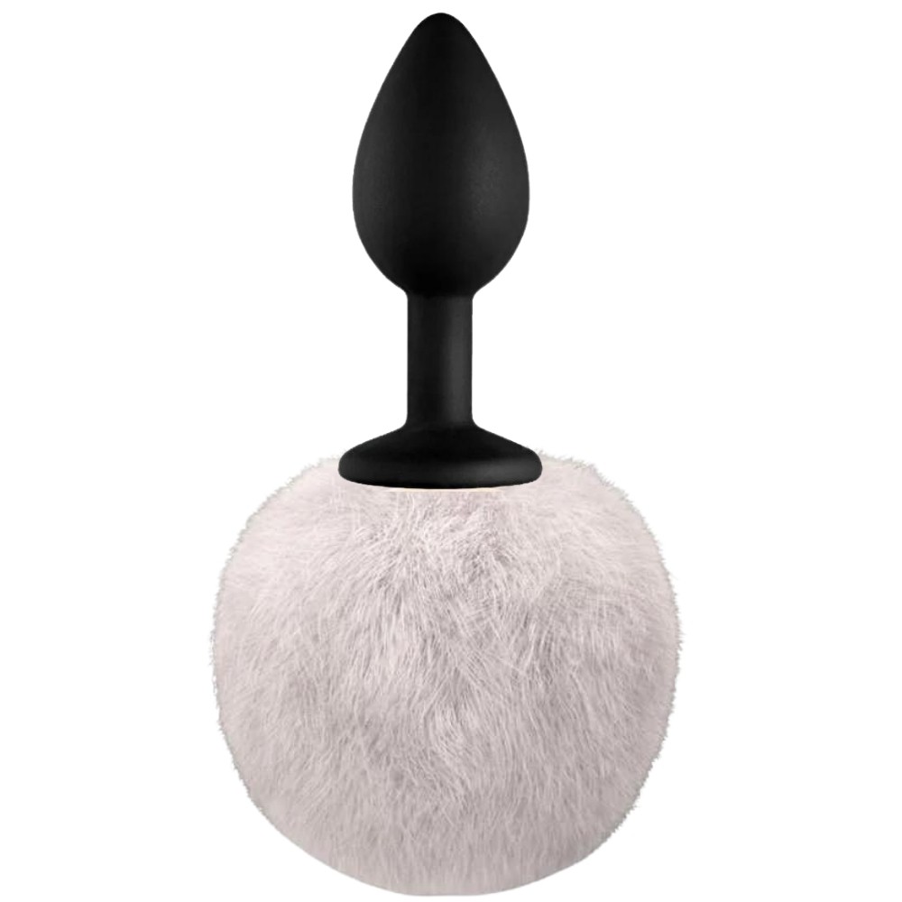 Erox Luxury Black Silicone Bunny Tail White Kuyruklu Anal Plug