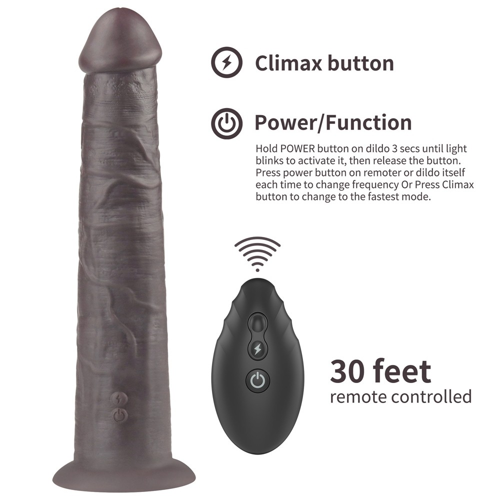 Lovetoy Dual Layered Platinum Silicone Black 25.3 Cm Titreşimli Realistik Penis