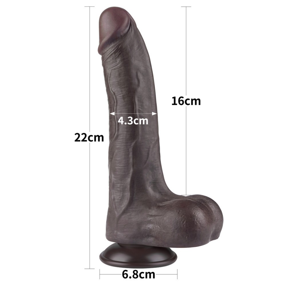 Lovetoy Sliding Skin Dual Layer Dong Black 22 Cm Realistik Penis