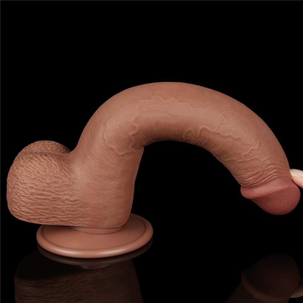 Lovetoy Sliding Skin Dual Layer Dong Brown 22 Cm Realistik Penis