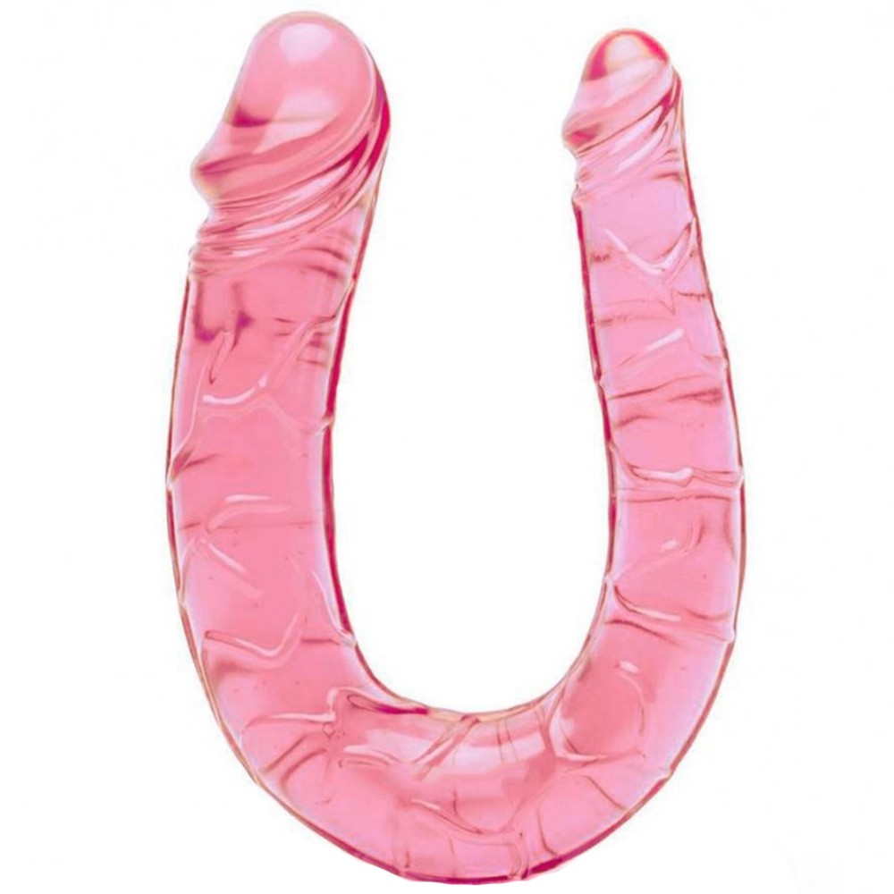 Erox Double Ended Jelly Dildo 30 cm Çift Taraflı Jel Penis-Pink
