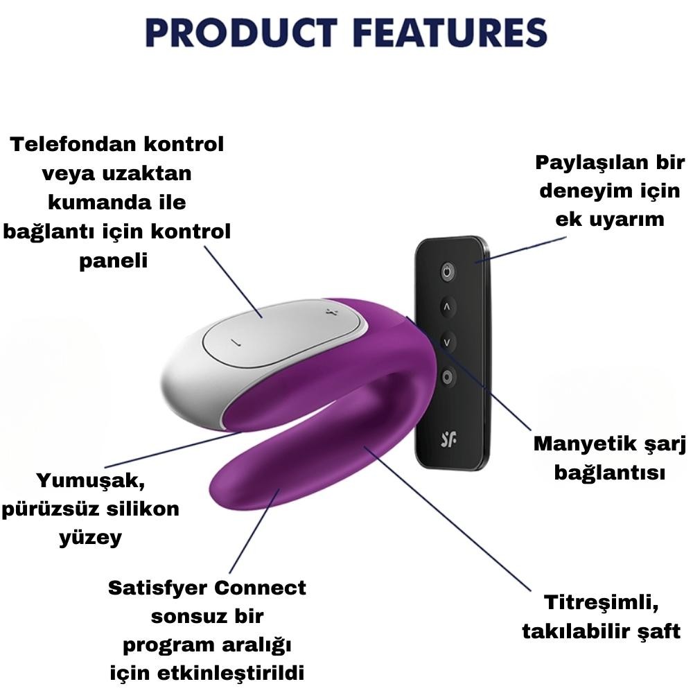 Satisfyer Double Fun Violet Telefon ve Uzaktan Kumanda Kontrollü Vibratör