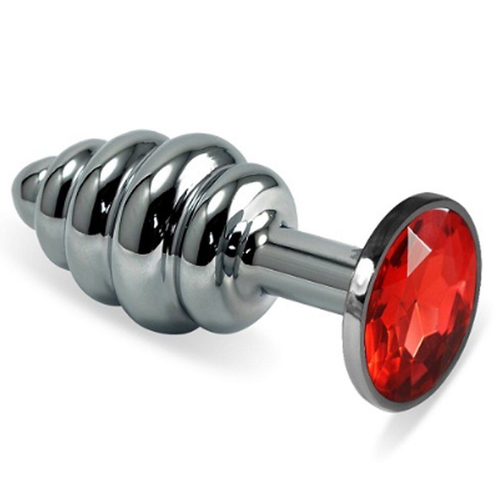 Erox Silver Small Kırmızı Taşlı Boğumlu Anal Alıştırıcı Metal Plug